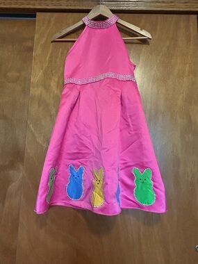 SHEIN Pink Halter Dress with  Easter Peep Bunny Appliqués, Pageant, Size 10